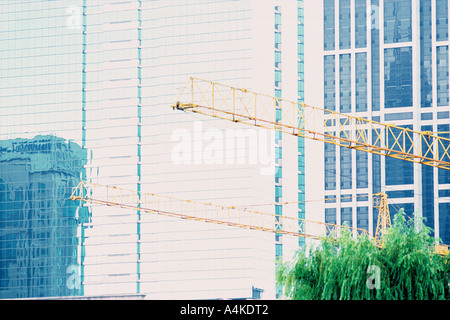 High rise relfected in glass facade Stock Photo