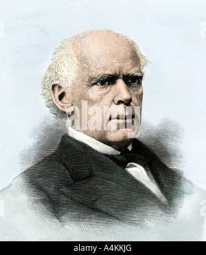 Salmon P. Chase Chief Justice of the US Supreme Court 1864 to1873. Hand-colored engraving Stock Photo