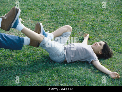 Outdoor rug on grass