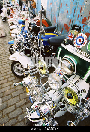 Mod scooters at rally 2002 Stock Photo