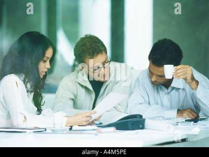Young adults examining documents Stock Photo