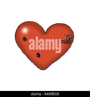 Worm-eaten heart Stock Photo