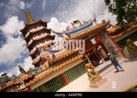 Malaysia Sarawak Sibu Rejang River waterfront Tua Pek Kong temple pagoda Stock Photo