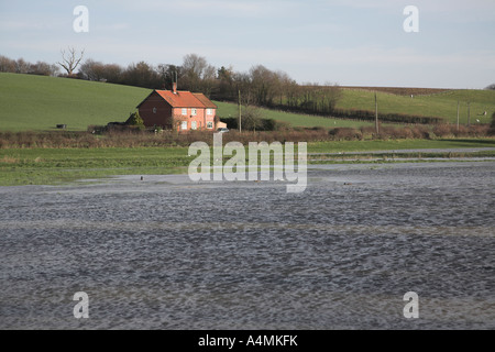 Flooding on the River Waveney, Norfolk Suffolk border near Harleston , England Stock Photo