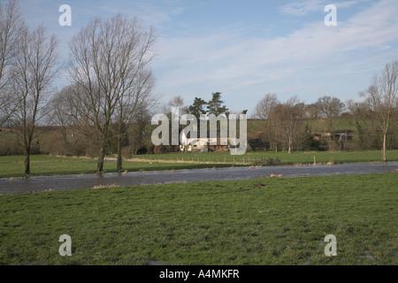 Flooding on the River Waveney, Norfolk Suffolk border near Harleston , England Stock Photo