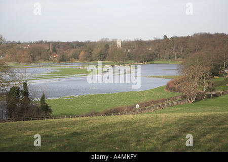 Flooding on the River Waveney, Norfolk Suffolk border near Harleston , England Stock Photo