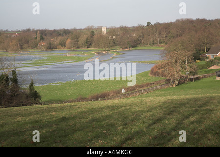 Flooding on the River Waveney, Norfolk Suffolk border near Harleston , England Stock Photo