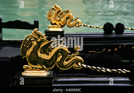 ITALY VENICE Detail of Hippocampus sea horse ornament which adorns both sides of the passenger seat of gondolas Stock Photo