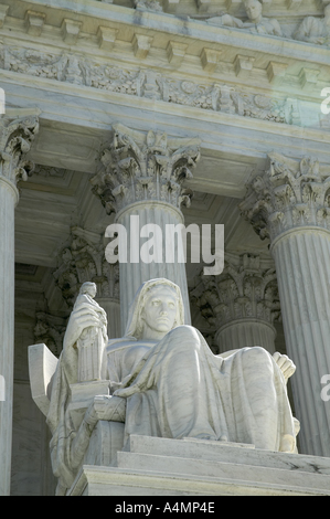 Contemplation of Justice marble statue at the Supreme Court Building Washington DC USA Stock Photo