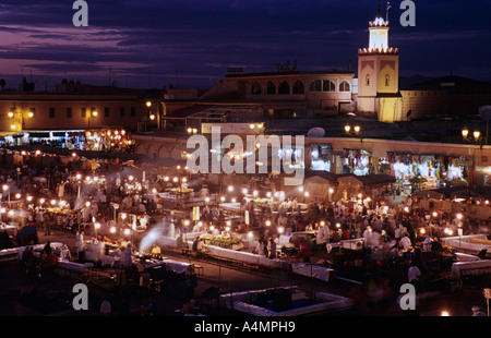 Marrakech, Morocco. Djemaa el Fna square at sunset Stock Photo