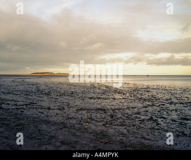 Winter Seascape of Holkham Beach, North Norfolk at Sunset Stock Photo