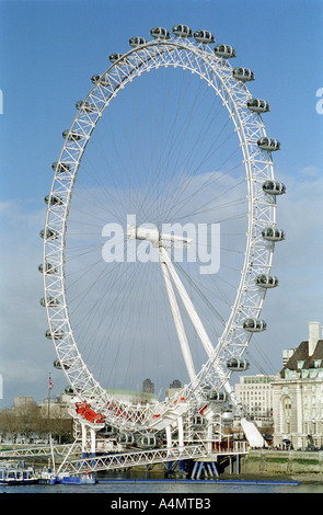 The London Eye Against a Bright Blue Sky Stock Photo