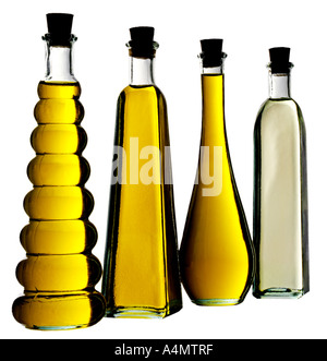 FOUR OIL BOTTLES CUT OUT Stock Photo