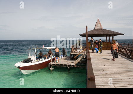 Malaysia Borneo Sabah Sipadan island jetty Stock Photo