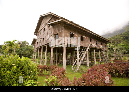 Malaysia Borneo Sarawak Kuching Cultural Village Melanau longhouse Stock Photo