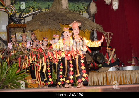 Malaysia Borneo Sarawak Kuching Cultural Village multi tribal dancing women Stock Photo