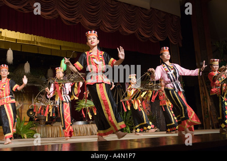 Malaysia Borneo Sarawak Cultural Village multi tribal dancing women Stock Photo