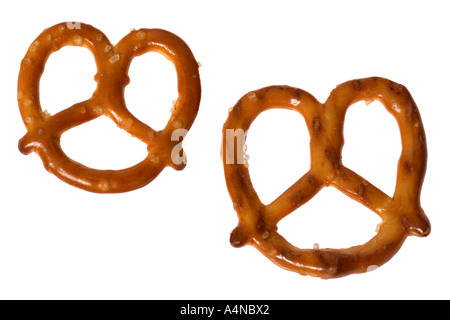 Two pretzels on white background Stock Photo
