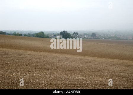 Countryside view over fields at Freshwater Bay, Isle of Wight, England, United Kingdom Stock Photo