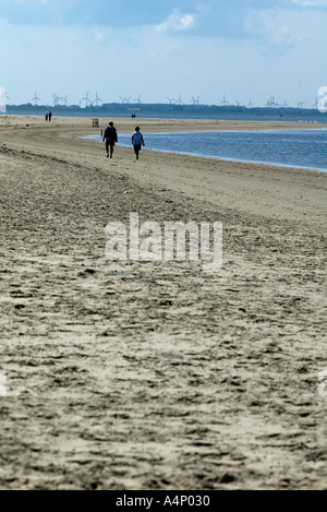 People walking on the beach of Langeoog island, Lower Saxony, Germany Stock Photo