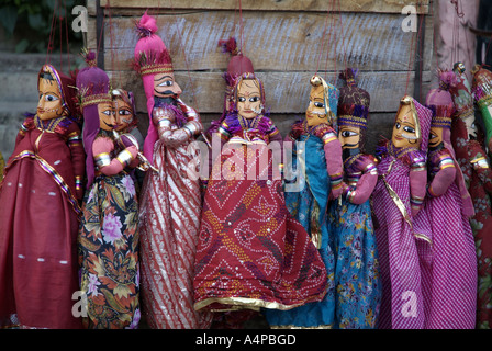 Colourful Rajasthani puppets for sale in Jaipur India Stock Photo