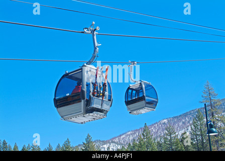 Ski gondola in Lake Tahoe Heavenly Valley California Stock Photo