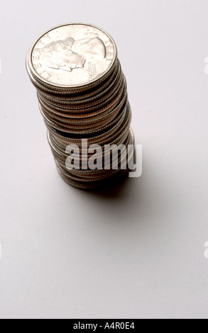 Color image of a stack of quarters on a white background Stock Photo ...