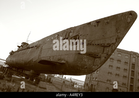 A rusting World War 2 submarine Stock Photo