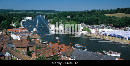 Panoramic view of Henley-on-Thames Royal regatta, England. Stock Photo