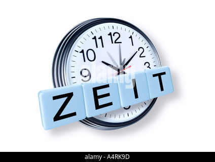letters zeit Buchstaben Zeit mit Uhr Stock Photo