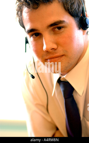 Royalty free photograph of British happy call centre employee London UK Stock Photo