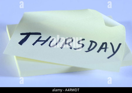 weekdays, thursday memo Stock Photo