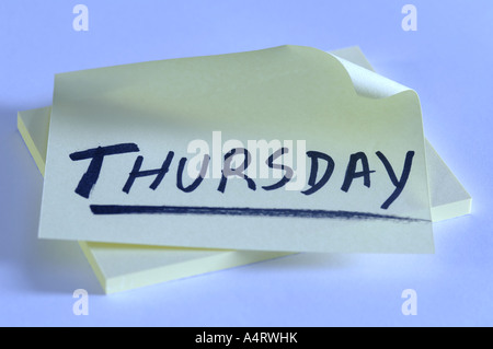 weekdays, thursday memo Stock Photo