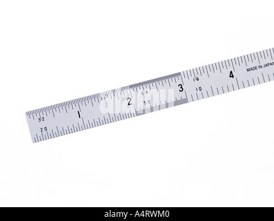 stainless steel ruler with inch markings Stock Photo