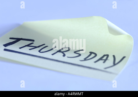 weekdays, thursday memo Stock Photo