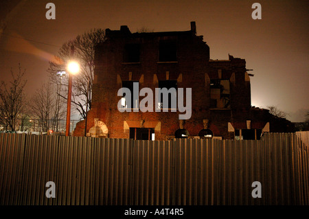 Demolition of row of Victorian houses previously squatted in St Agnes Place Kennington South London. Stock Photo