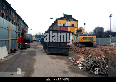 Demolition of row of Victorian houses previously squatted in St Agnes Place Kennington South London. Stock Photo