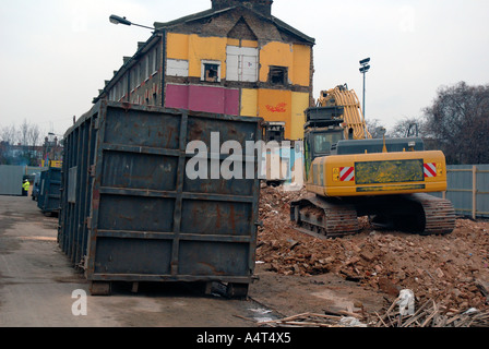 Demolition of row of Victorian houses previously squatted in St Agnes Place Kennington South London. Stock Photo