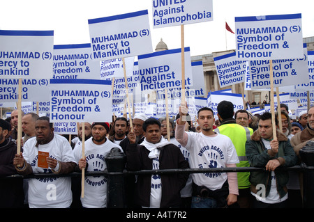 Muslim woman and children demonstrating  in Central London protesting against Islamophobia and incitement to racial hatred follo Stock Photo