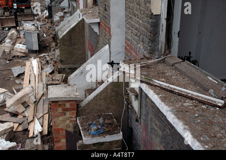 Demolition of row of Victorian houses previously squatted in St Agnes Place Kennington South London. Stock Photo