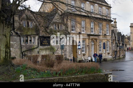 February 2007 Bradford on Avon Wiltshire UK The Bridge Tea Rooms and Georgian Lodge Stock Photo