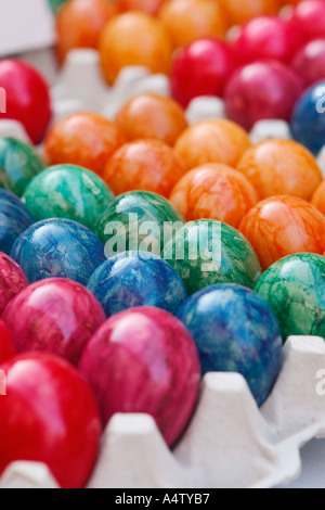 Painted hard boiled eggs typical in Germany at Easter time Stock Photo ...