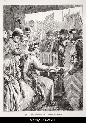 King John signing the Magna Carta in Runnymede in 1215. Comic history ...