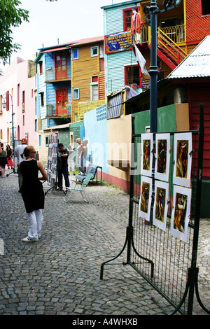 Artists paintings for sale in the La Boca district of Buenos Aires Argenina Stock Photo