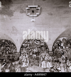 Diego Rivera socialist art in the Palacio Nacional National Palace in Mexico City in Mexico in Latin Central America. Architecture Serenity Stock Photo