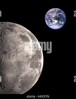 Earth viewed from space beyond the moon High resolution composite image using optimised versions of images acquired from NASA Stock Photo