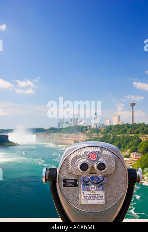 Horseshoe Falls, The Falls, Skylon Tower, Niagara River, Niagara Falls, Ontario, Canada Stock Photo
