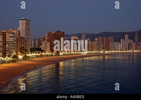 Evening mood, Playa de Levante, Benidorm, Costa Blanca, Spain Stock Photo