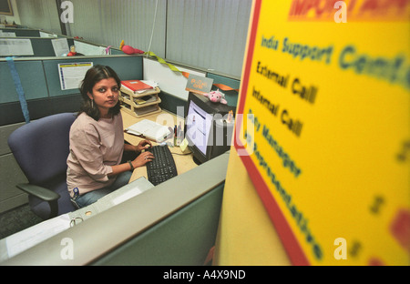 Woman Working in a Call Centre Stock Photo