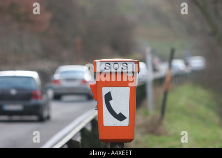 SOS-telephone at the roadside Stock Photo